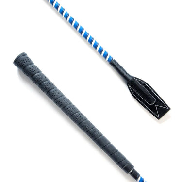 KM Elite Flat Jump Bat Whip Black/White/Blue 65Cm| Online For Equine