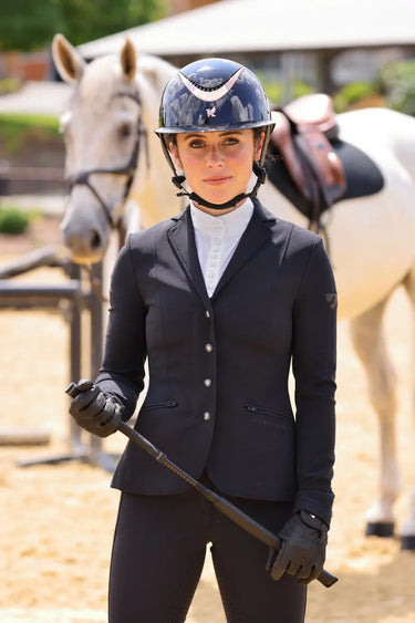 Buy Karben Black Rose Gold Alina Ellipse Wide Peak Gloss Adjustable Riding Hat| Online for Equine