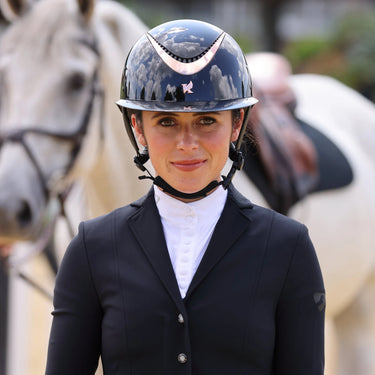 Buy Karben Black Rose Gold Alina Ellipse Wide Peak Gloss Adjustable Riding Hat| Online for Equine
