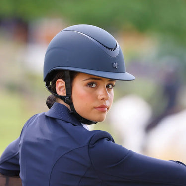 Buy Karben Navy Aria Ellipse Wide Peak Adjustable Riding Hat| Online for Equine