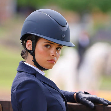 Buy Karben Navy Aria Ellipse Wide Peak Adjustable Riding Hat| Online for Equine