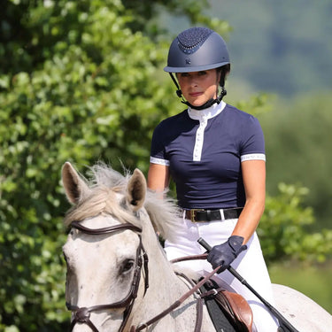 Buy Karben Navy Viola Ellipse Wide Peak Rhinestone Adjustable Riding Hat | Online for Equine