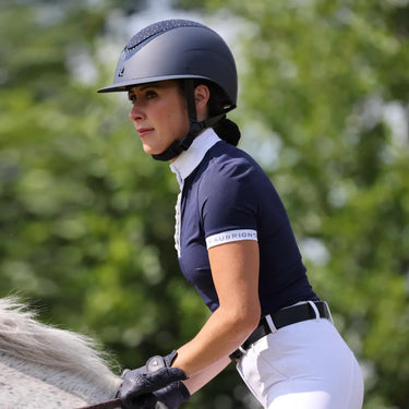 Buy Karben Navy Viola Ellipse Wide Peak Rhinestone Adjustable Riding Hat | Online for Equine