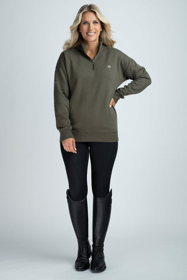Buy Mochara Half Zip Sweatshirt in Khaki | Online for Equine