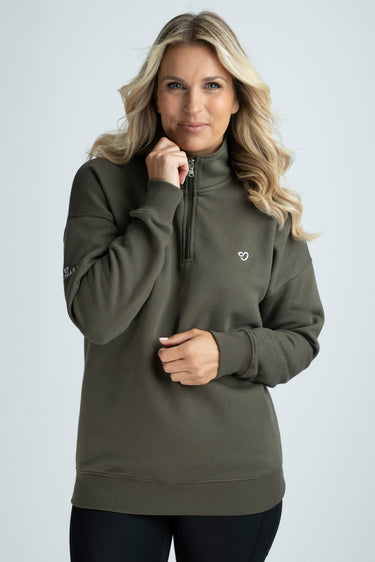 Buy Mochara Half Zip Sweatshirt in Khaki | Online for Equine