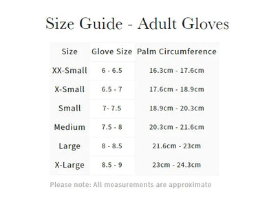Buy LeMieux Black Close Contact Glove Size Guide | Online for Equine