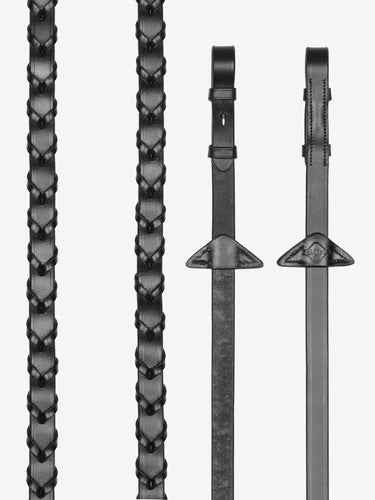 LeMieux Black/Silver Leather Laced Reins| Online For Equine
