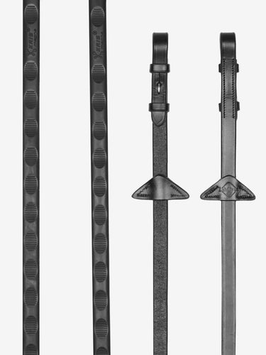 Buy the LeMieux Black/Silver Magna Grip Rubber Reins | Online for Equine