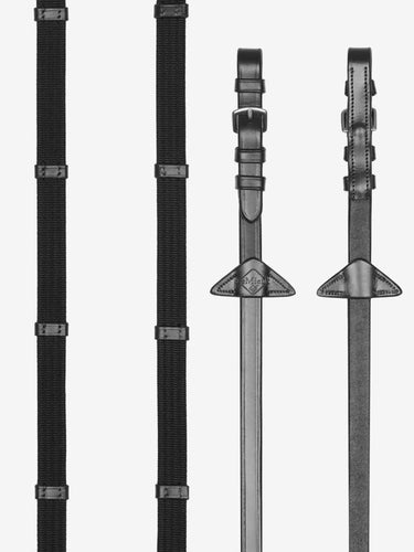 Buy LeMieux Black/Silver Webbed Continental Reins| Online for Equine