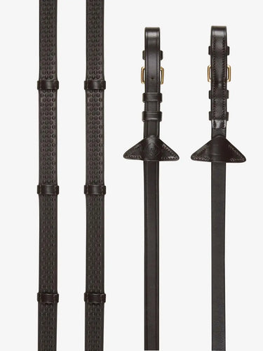 LeMieux Brown / Brass Soft Rubber Reins With Stoppers