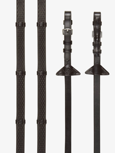 LeMieux Brown / Silver Soft Rubber Reins With Stoppers
