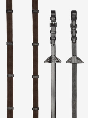 Buy LeMieux Brown/Silver Webbed Continental Reins| Online for Equine