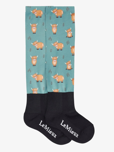 LeMieux Footsie Socks Highland Cow/Aloe| Online For Equine