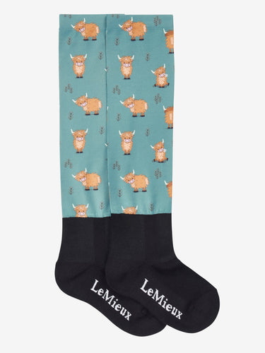 LeMieux Footsie Socks Highland Cow/Aloe| Online For Equine