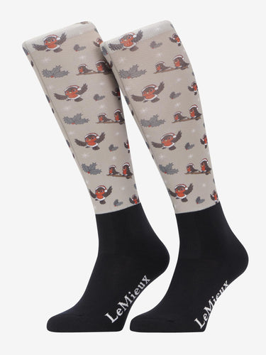 LeMieux Footsie Socks Xmas Robins Almond| Online For Equine