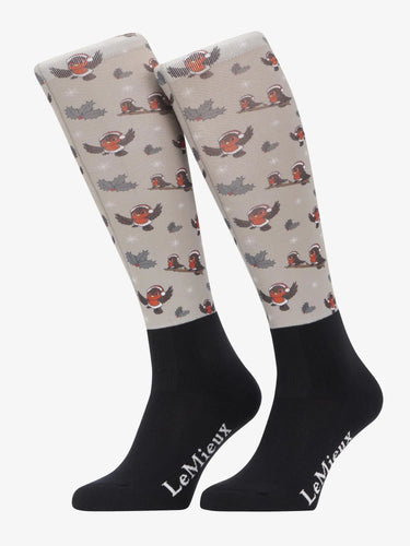LeMieux Footsie Socks Xmas Robins Almond| Online For Equine