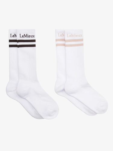 LeMieux High Crew Socks 2 Pack White| Online For Equine