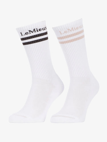 LeMieux High Crew Socks 2 Pack White| Online For Equine