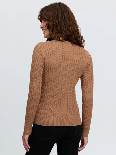 LeMieux Ladies Caramel Carla Cable V-Neck Knit Jumper Caramel| Online For Equine