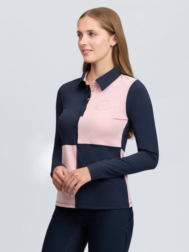 LeMieux Ladies Petal/Navy Harlequin Rugby Shirt Base Layer Petal/Navy| Online For Equine