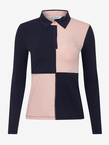 LeMieux Ladies Petal/Navy Harlequin Rugby Shirt Base Layer Petal/Navy| Online For Equine