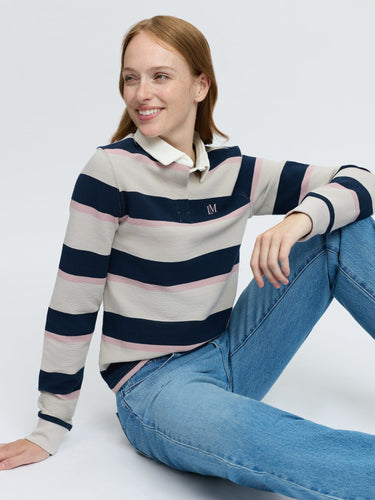 LeMieux Ladies Stone Sloane Stripe Rugby Shirt Stone| Online For Equine