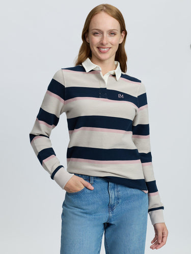 LeMieux Ladies Stone Sloane Stripe Rugby Shirt Stone| Online For Equine