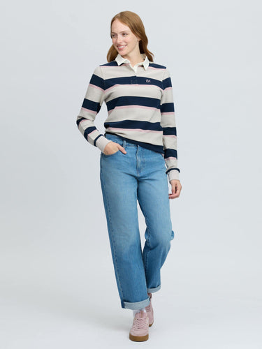 LeMieux Ladies Stone Sloane Stripe Rugby Shirt Stone| Online For Equine