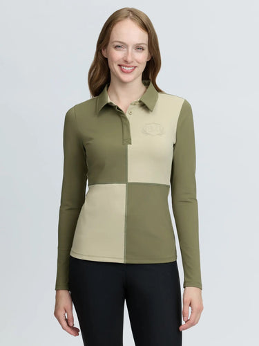 LeMieux Ladies Willow/Pear Harlequin Rugby Shirt Base Layer Willow/Pear| Online For Equine