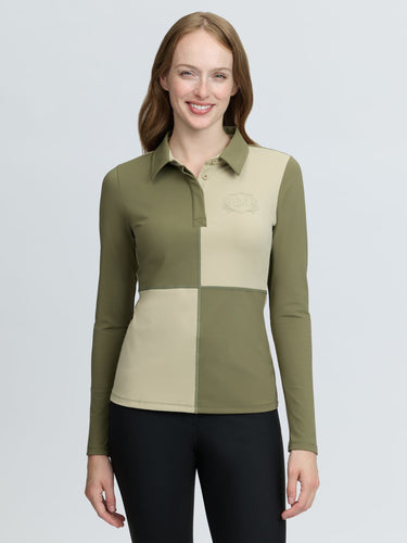 LeMieux Ladies Willow/Pear Harlequin Rugby Shirt Base Layer Willow/Pear| Online For Equine