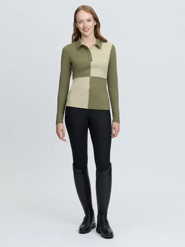 LeMieux Ladies Willow/Pear Harlequin Rugby Shirt Base Layer Willow/Pear| Online For Equine