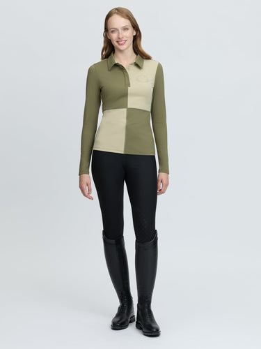 LeMieux Ladies Willow/Pear Harlequin Rugby Shirt Base Layer Willow/Pear| Online For Equine