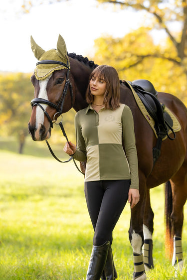 LeMieux Ladies Willow/Pear Harlequin Rugby Shirt Base Layer Willow/Pear| Online For Equine