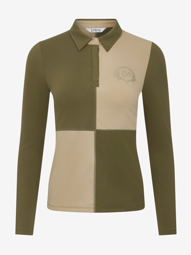 LeMieux Ladies Willow/Pear Harlequin Rugby Shirt Base Layer Willow/Pear| Online For Equine