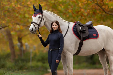 LeMieux Loire Classic Close Contact Square Navy/Cranberry| Online For Equine