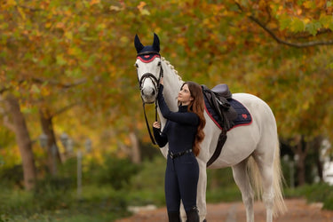 LeMieux Loire Classic Close Contact Square Navy/Cranberry| Online For Equine