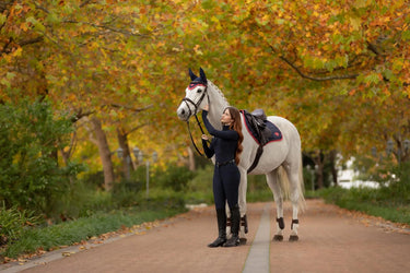 LeMieux Loire Classic Close Contact Square Navy/Cranberry| Online For Equine