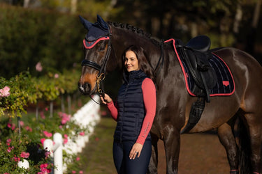 LeMieux Loire Classic Dressage Square Navy/Cranberry| Online For Equine