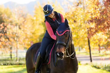 LeMieux Loire Fly Hood Navy/Cranberry| Online For Equine