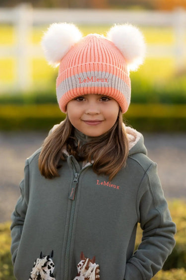 LeMieux Mini Double Pom Beanie Peach Punch| Online For Equine