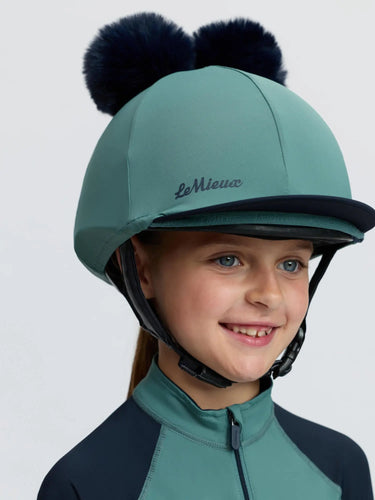 LeMieux Navy/Aloe Mini Double Pom Hat Silk| Online For Equine