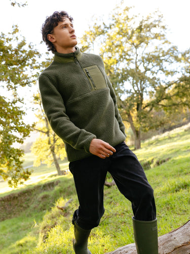 LeMieux Olive Mens Borg Half Zip Sweat Olive| Online For Equine
