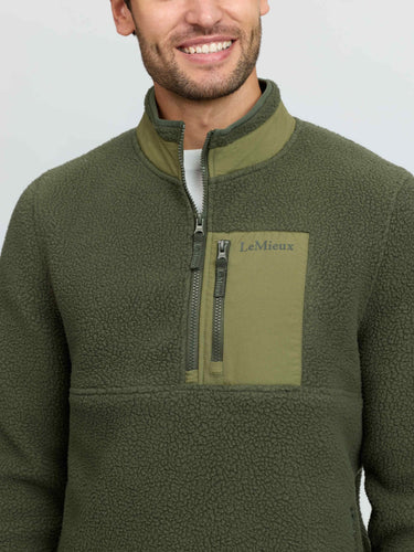 LeMieux Olive Mens Borg Half Zip Sweat Olive| Online For Equine