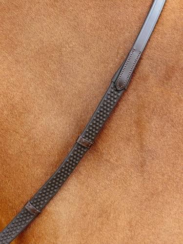 LeMieux Soft Rubber Reins with Stoppers Havana/Brass| Online For Equine