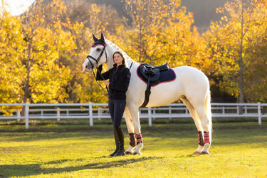 LeMieux Suede Close Contact Square Navy/Cranberry| Online For Equine