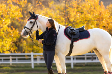 LeMieux Suede Close Contact Square Navy/Cranberry| Online For Equine