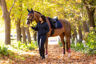 LeMieux Suede Dressage Square Navy/Cranberry| Online For Equine