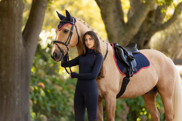 LeMieux Suede GP Square Navy/Cranberry| Online For Equine