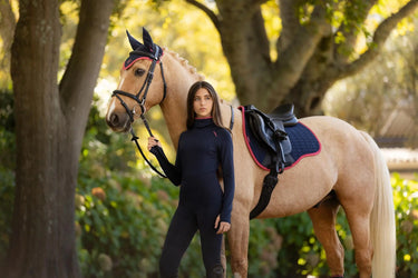 LeMieux Suede GP Square Navy/Cranberry| Online For Equine