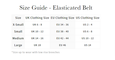 Buy LeMieux Black Elasticated Belt Size Guide | Online for Equine
